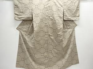 アンティーク　井桁絣柄手織り紬着物